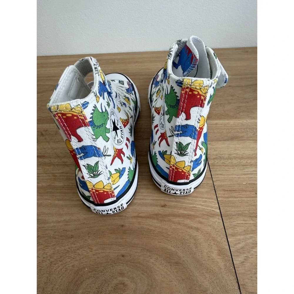 Converse Dinoverse Kids High Top Sneakers Dinosaur Print White Size 3 Youth New